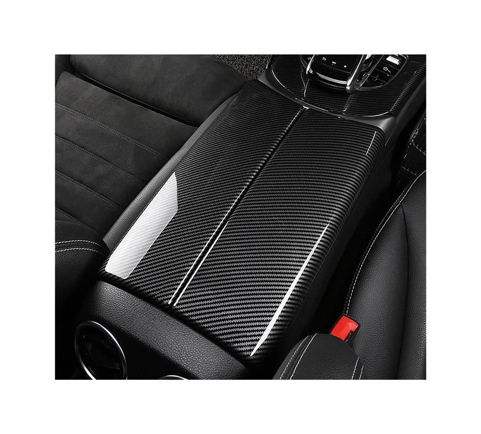 OOPUHKSY For Mercedes For Benz C E GLC Class W213 W205 X253 Carbon Fiber Car Interior Center Armrest Box Console Box Storage Box Trim Cover(E W213)