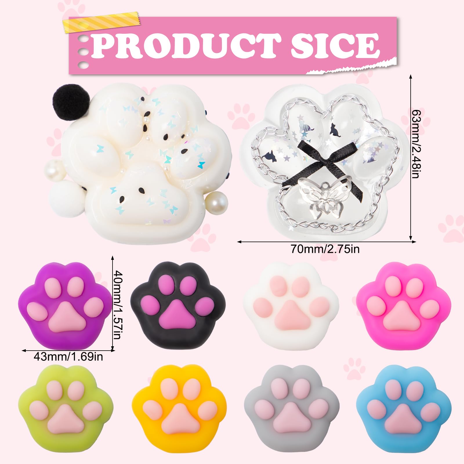 Pilikoll 10 Pcs Cat Paw Squeeze Toy Taba Squishy Paw Super Soft Cat Paw Squeeze Toys Paw Squishy Cat Paw Squishy Fidget Toys Cat Paw Sensory Toy for Kids Adults Home Office Relaxing - Image 2