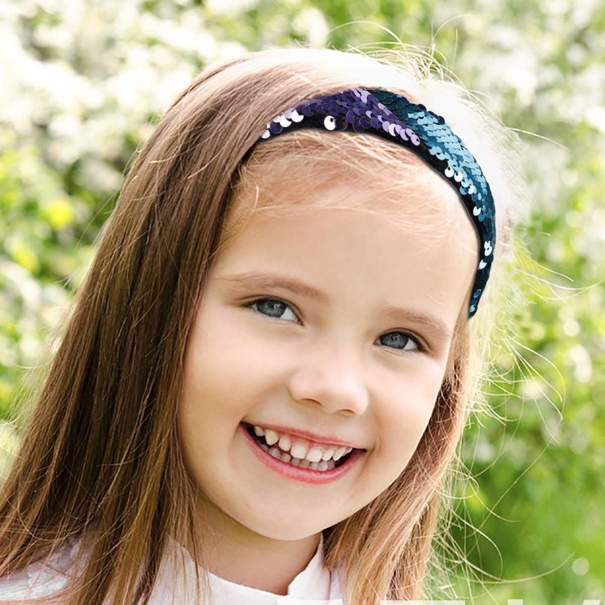 Fascia Per Capelli Con Glitter E Paillettes Arcobaleno Per Bambine E Ragazze, Tema Sirena, Antiscivolo Con Denti