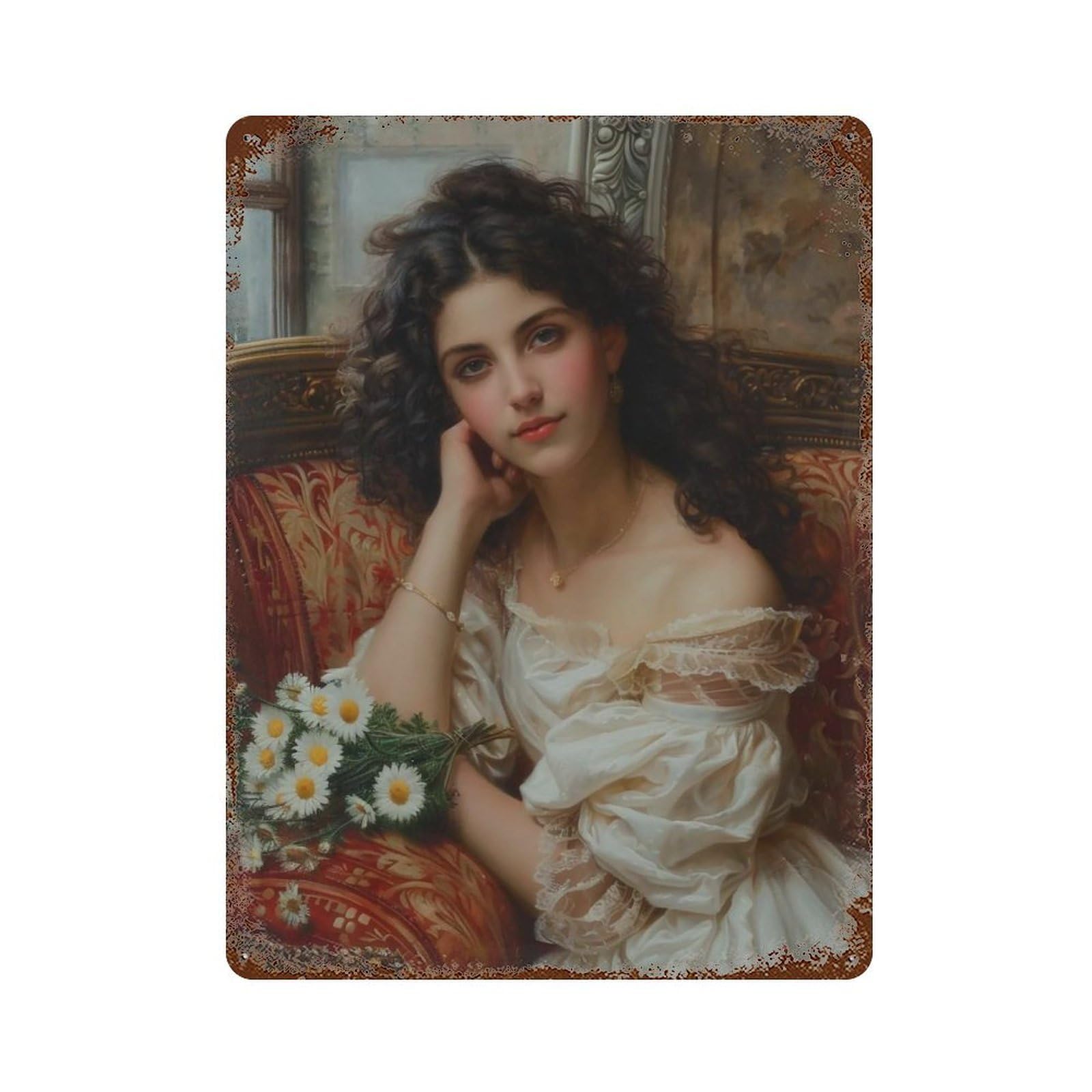 Hduryeyryy Multicolour Maiden With Daisies 04 Wall Retro Iron Vintage Art Metal Tin Sign Poster Modern Home Cofffee Club Art Bar Shop Decor 40X30cm