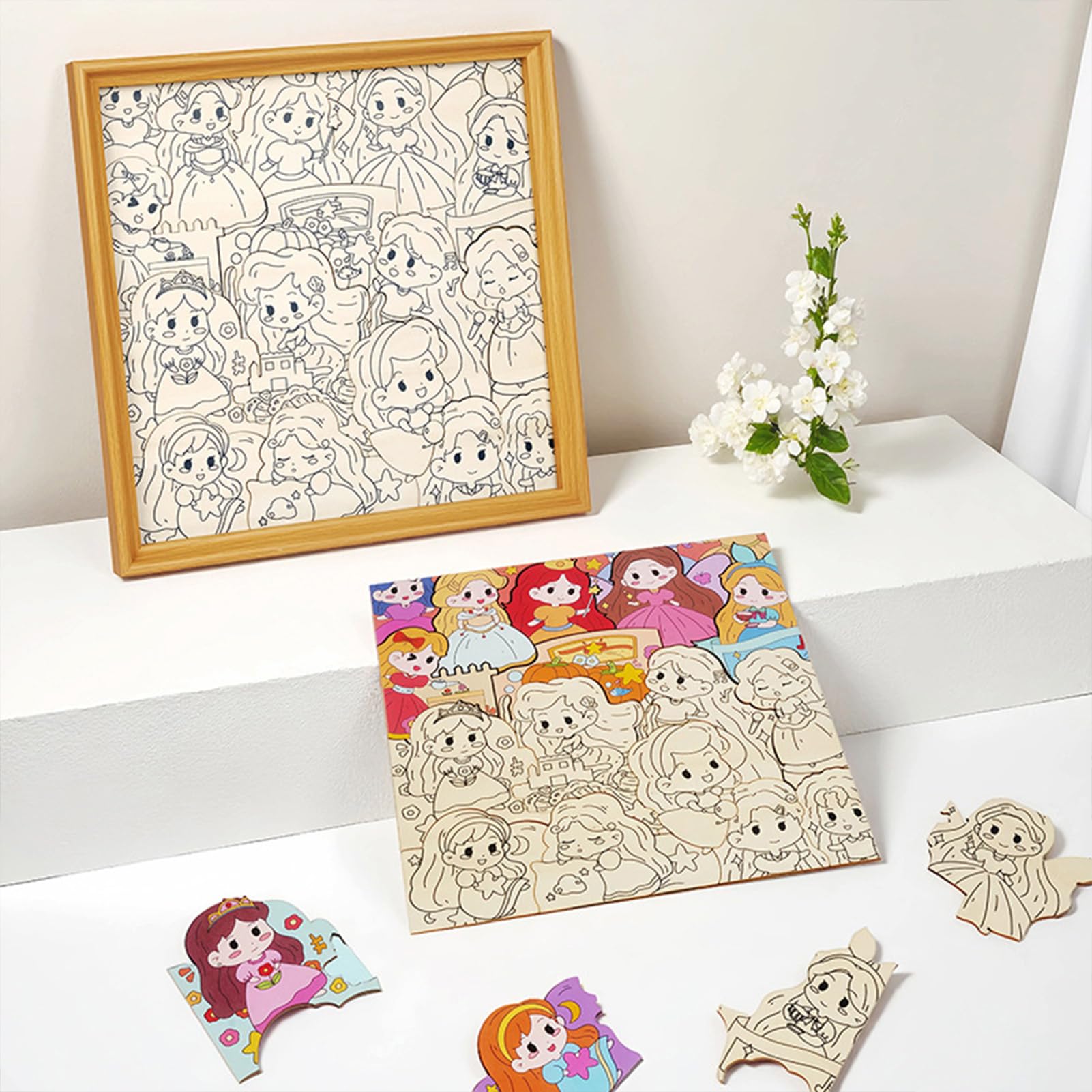 Générique Set di puzzle educativi in legno da colorare