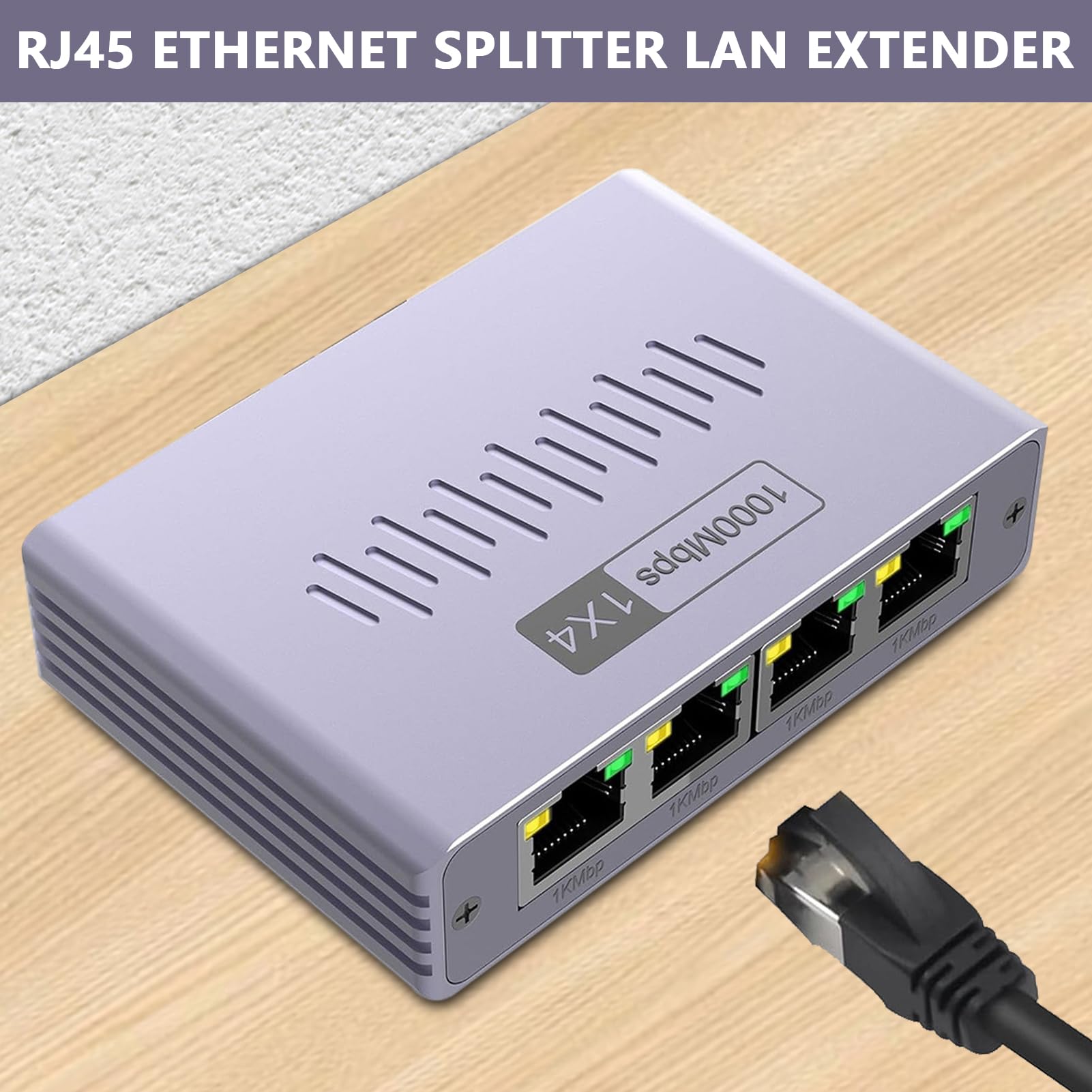 Connettore splitter LAN - Splitter Internet ad alta velocità, espansore di segnale cablato | L'adattatore cavo da 1 a 4 porte supporta un trasferimento rapido di 1000Mbps, collegamento affidabile per
