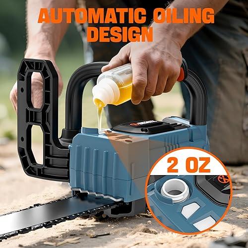 Miniatura 6 de SENIX CSX2-M1 - Motosierra inalámbrica de 20 voltios máximo con barra Oregon de 10 pulgadas y cadena para extremidades y ramas pequeñas, ligera,