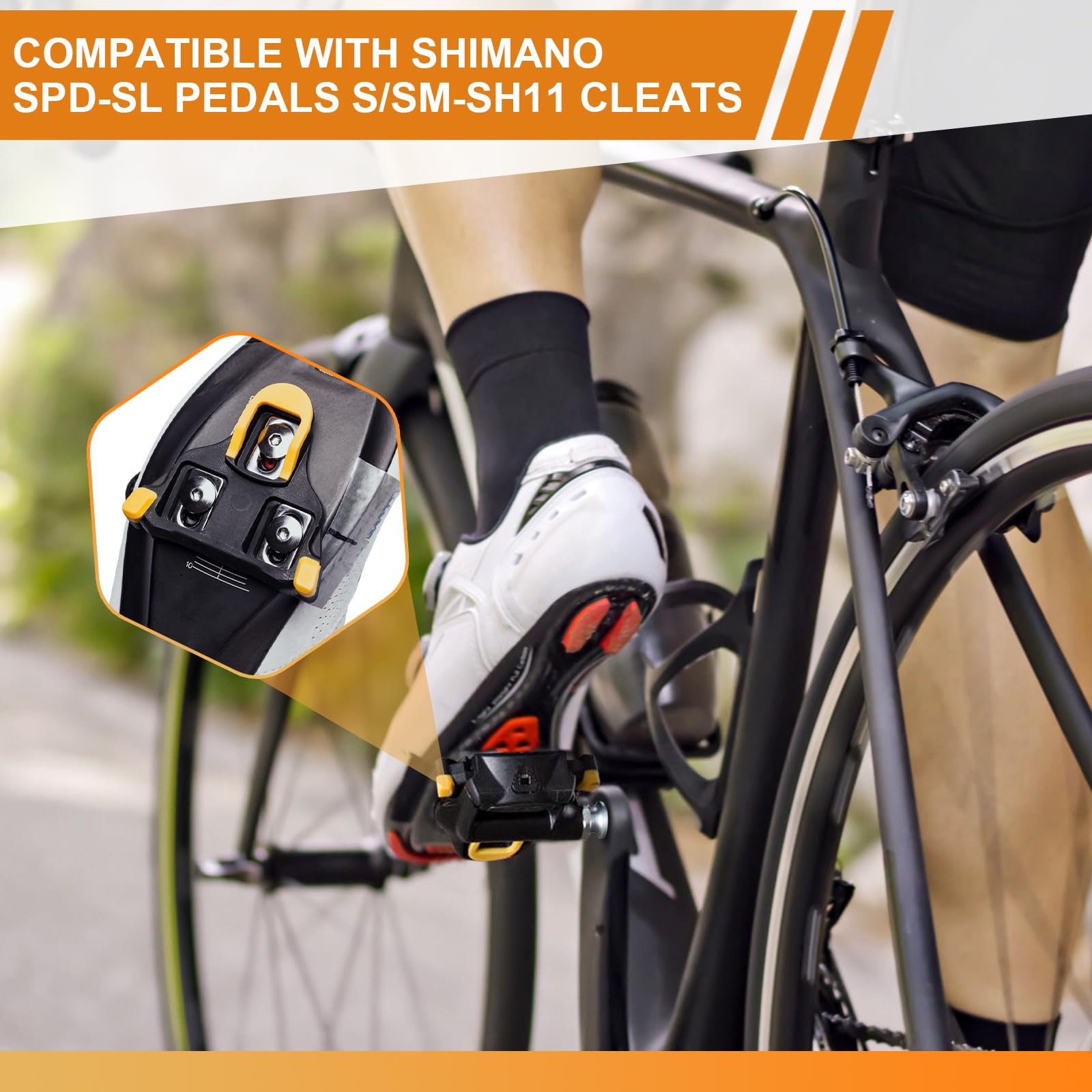 Calas de Bicicleta de Carretera, calas de Ciclismo compatibles con Shimano SPD SL, aptas para Pedales de Carretera y Zapatillas Ciclismo Carretera, Compatible con SM-SH10 SM-SH11 SM-SH12