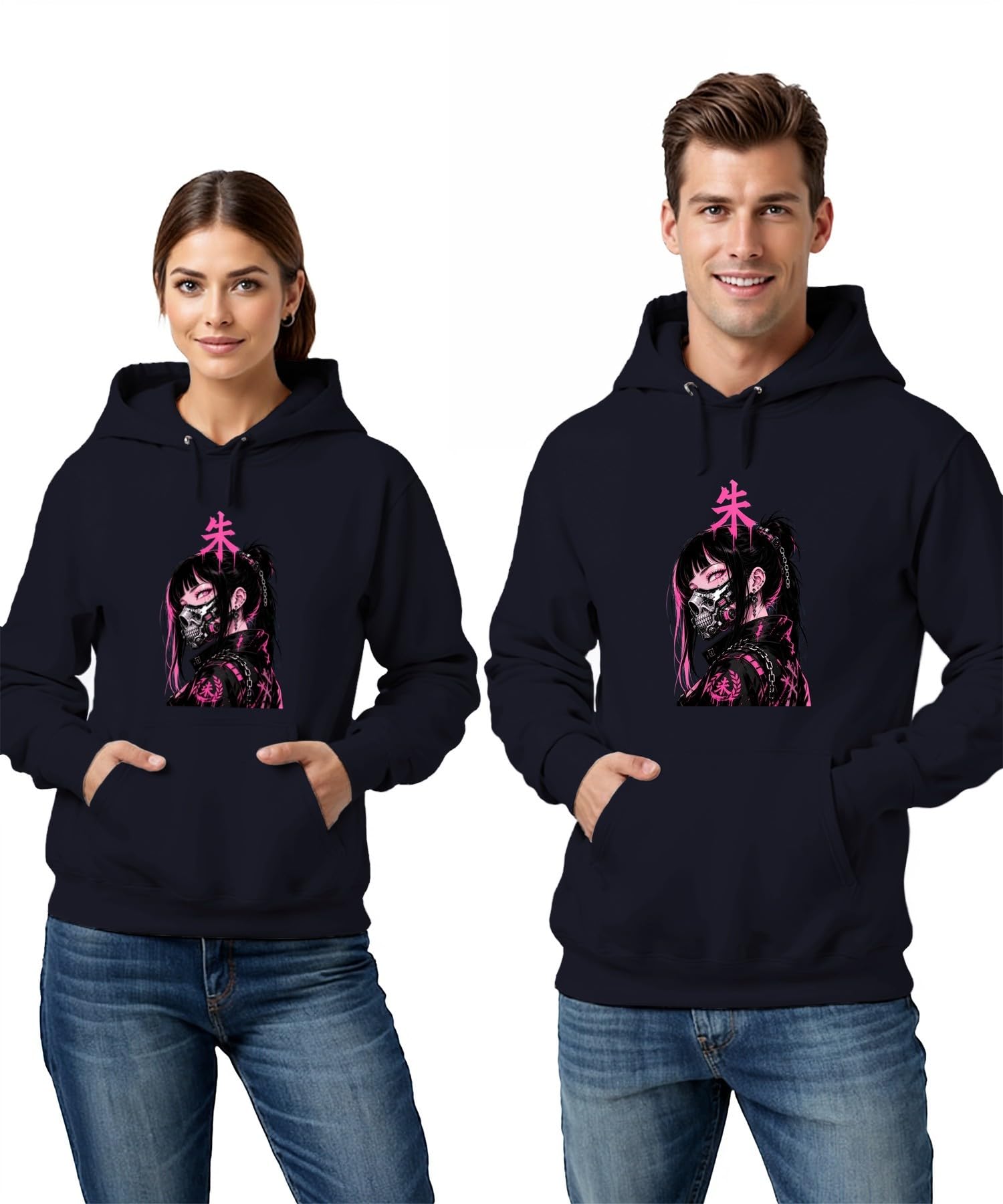 Cyberpunk Anime Dziewczęca Japonia Y2K bluza z kapturem | Manga Cyborg Techwear E-Girl Gotycki Dystopijny Futurystyczny Łańcuszki Różowy Harajuku Neon Otaku