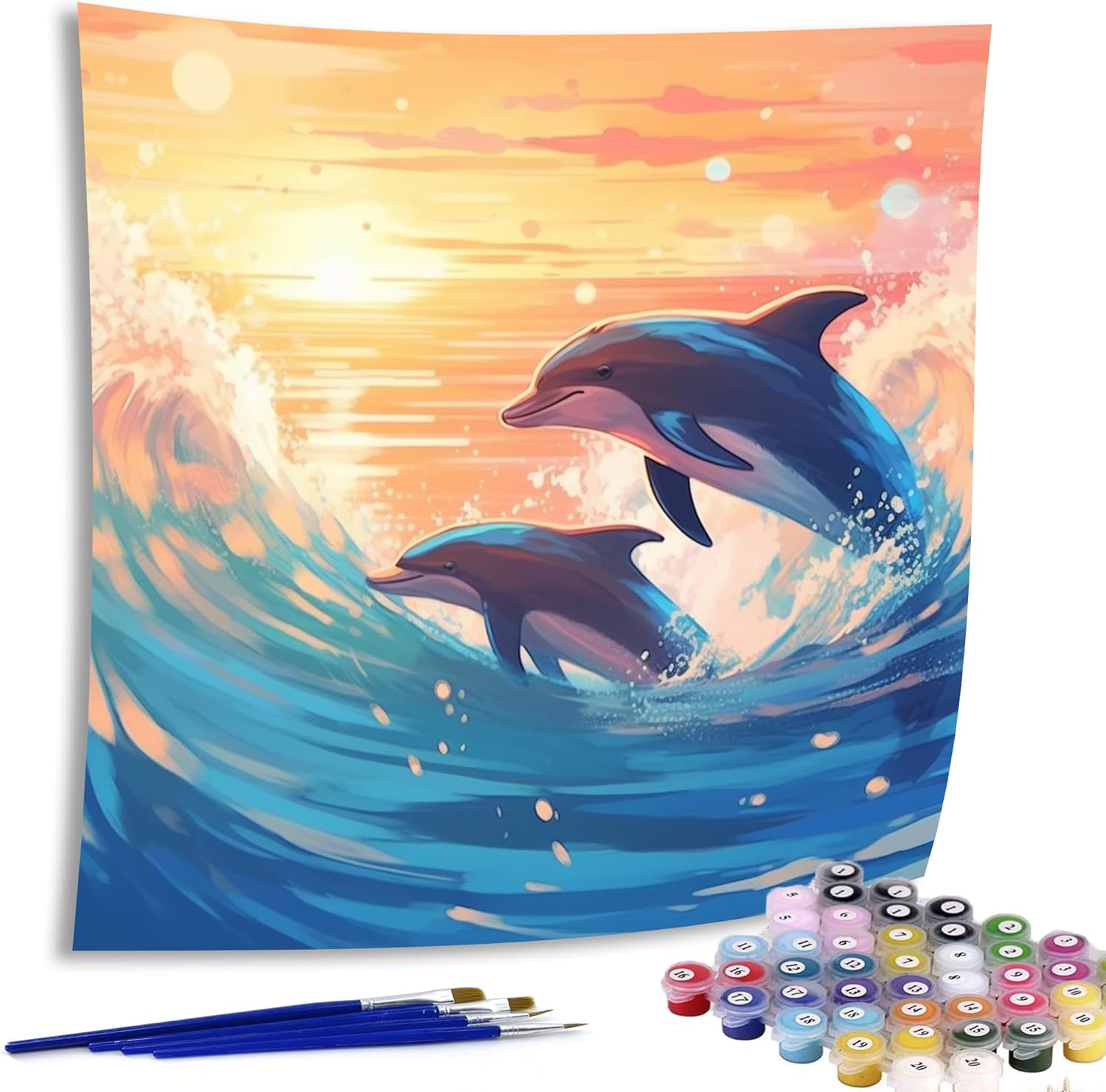 Diymood Paint by Numbers for Adults Dolphin, DIY Oil