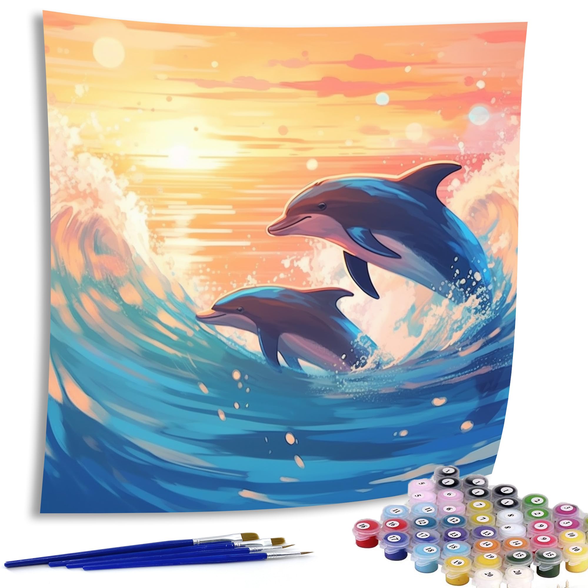 Amazon.com: Diymood Paint by Numbers for Adults Dolphin, DIY Oil