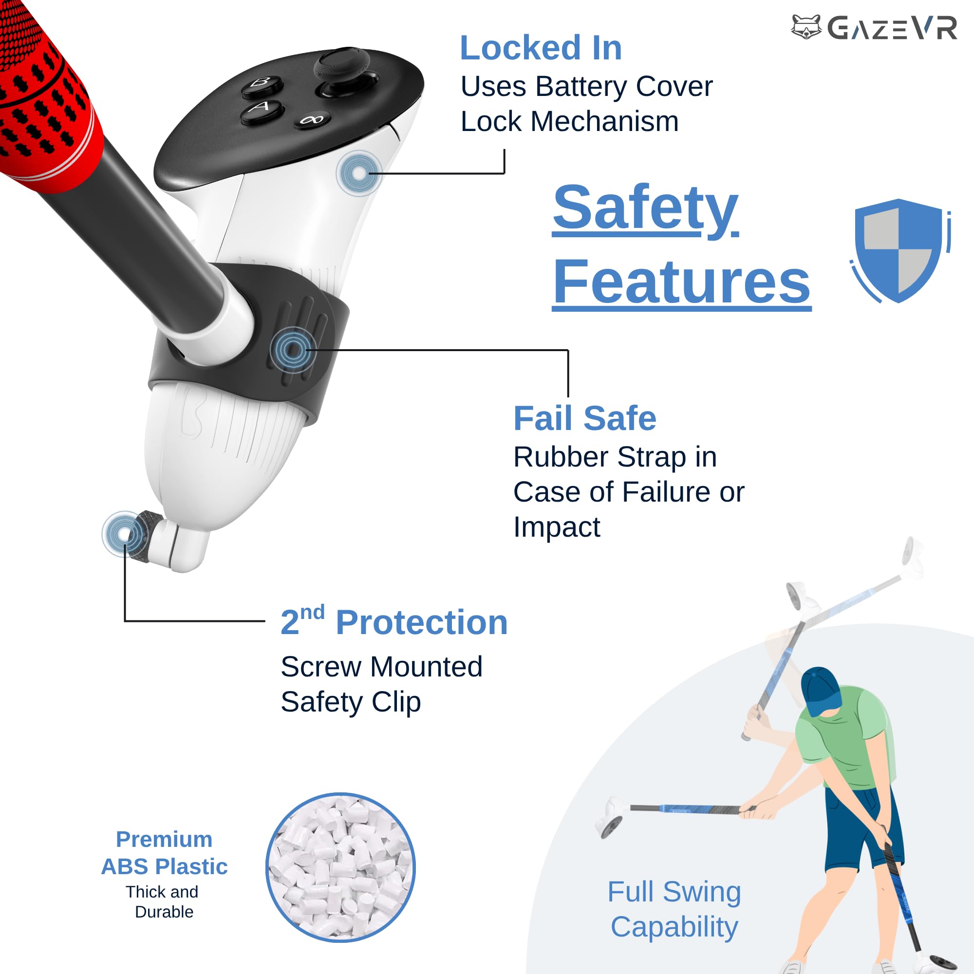 Gaze VR | Accessori per mazze da golf VR per Meta Quest 3 e 3S | Pro Grip | Controller destro e sinistro | Rosso