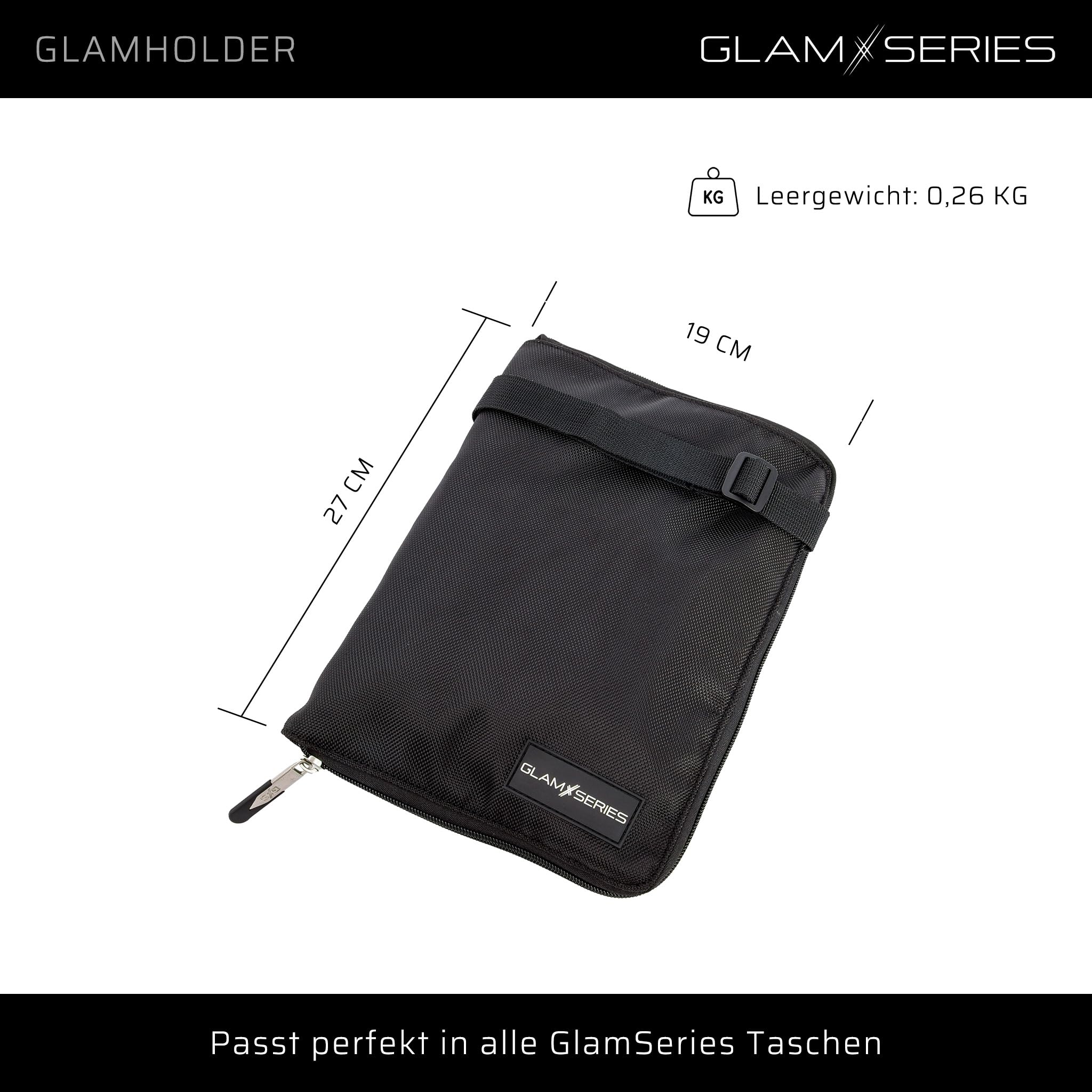 GlamHolder Pinselgürtel 270 x 190 mm mit Mehreren Fächern für Make-up Pinsel, zusammenfaltbare Pinseltasche mit Gürtel