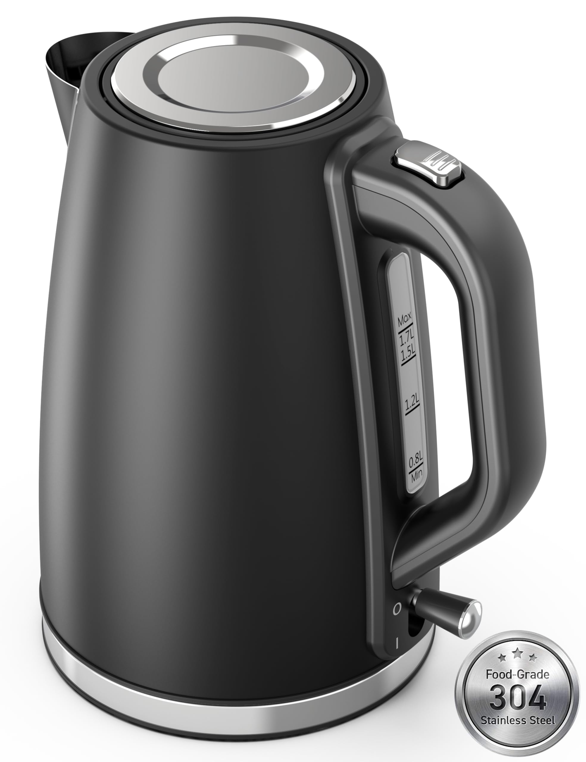 Electric Kettle, Paris Rhone Stainless Steel Electric Water Kettle, 1.7L, BPA-Free Electric Teapot with 1500W, Auto Shutoff, Boil-Dry Protection, LED Indicator, Coffee and Tea, Black