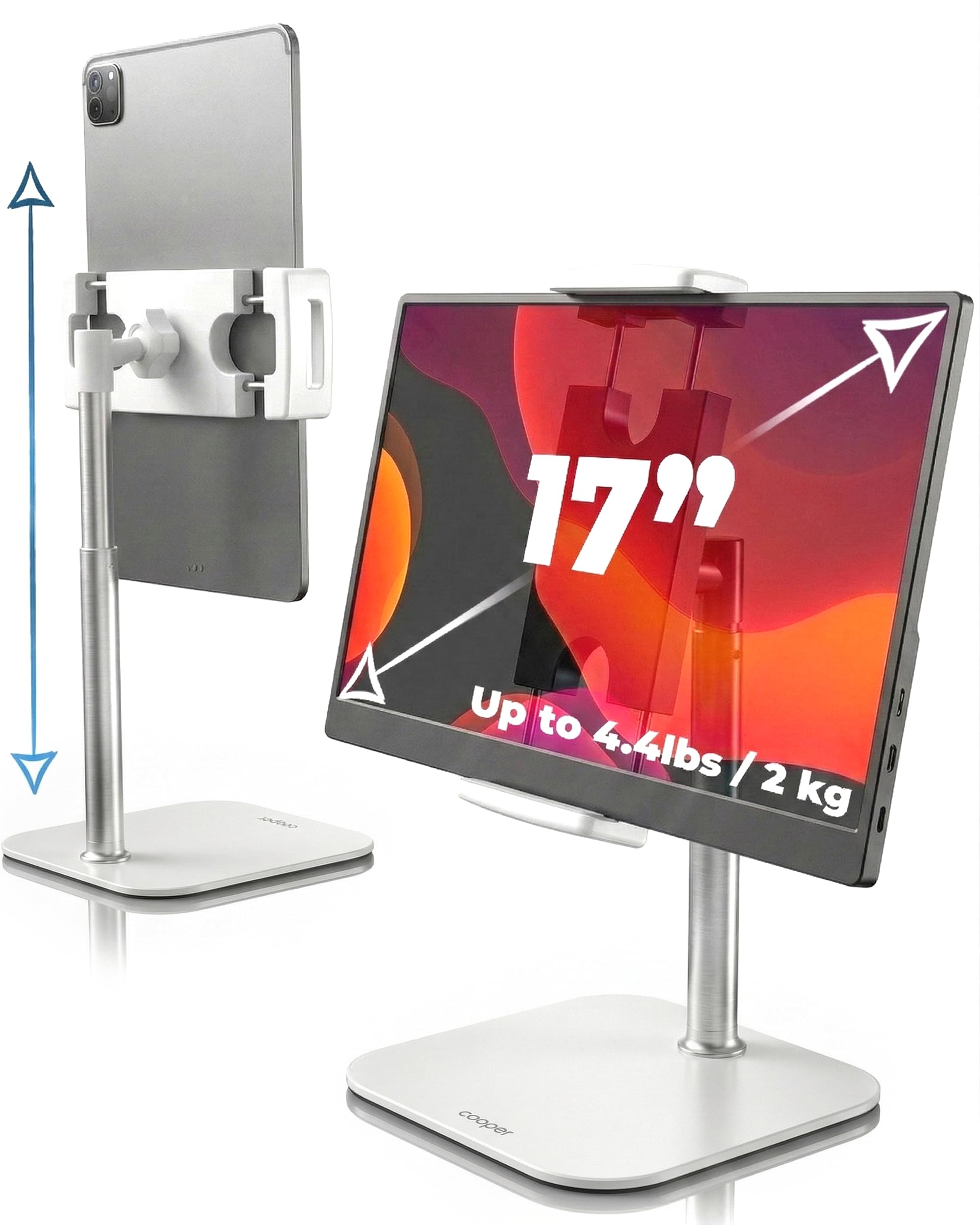 COOPER TabStand Mini do tabletów, monitorów przenośnych, telefonów i czytników e-booków, biały