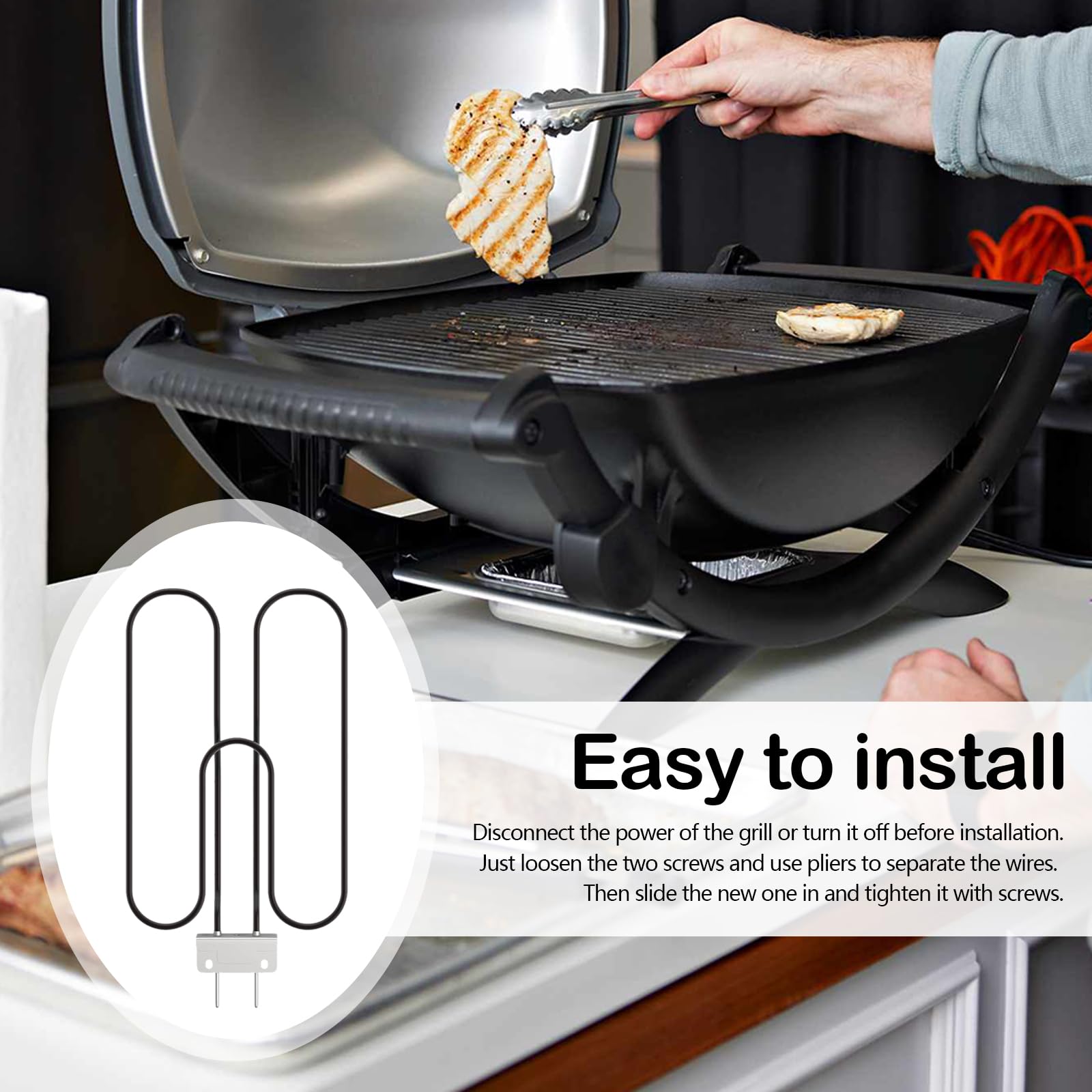Elemento Calefactor para Weber Q240 Q2400 66816 Parrilla EléCtrica Repuesto para Weber Q240 Q2400 Parrilla Exterior Compatible con Elementos Calefactores De 230v 2200w