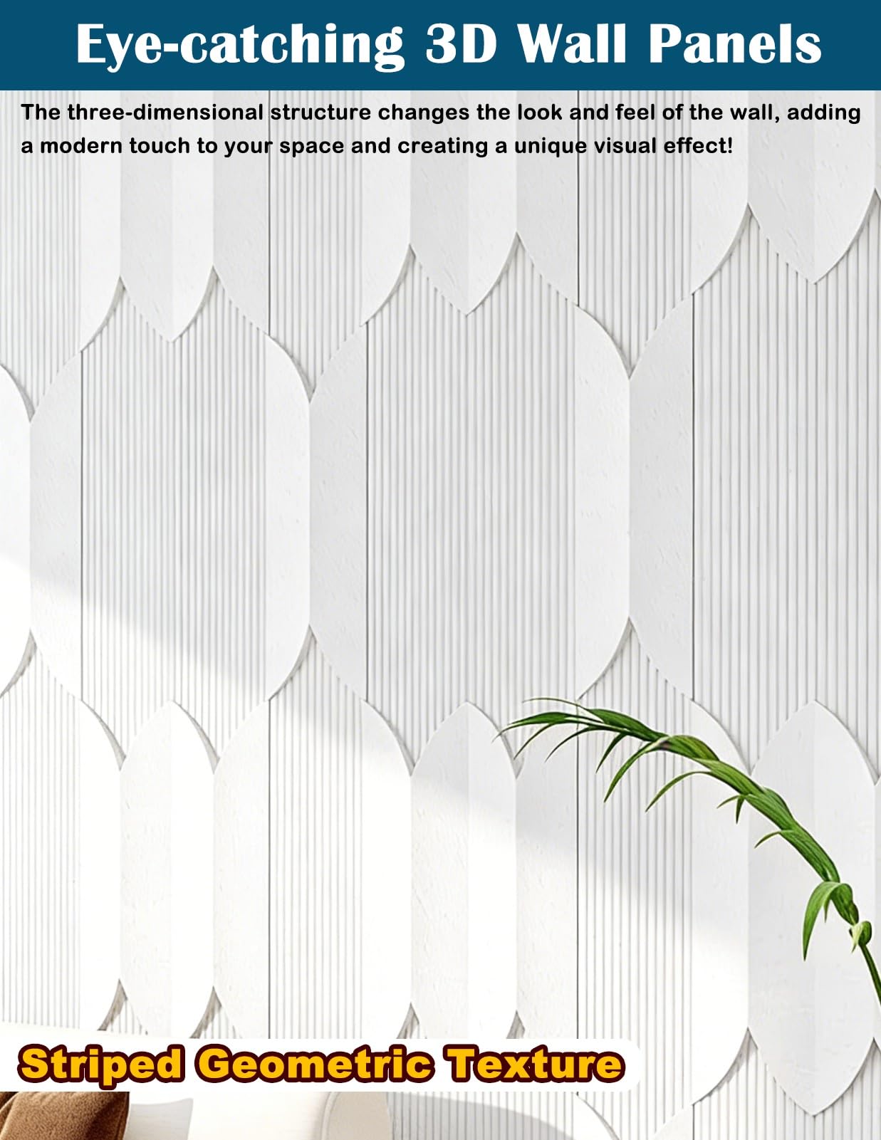 Paneles de Pared con Efecto Piedra, Paneles de Pared geométricos a Rayas 3D Impermeables, Revestimiento Texturizado de PU para decoración Interior/Exterior, Revestimiento de Pared Decorativo