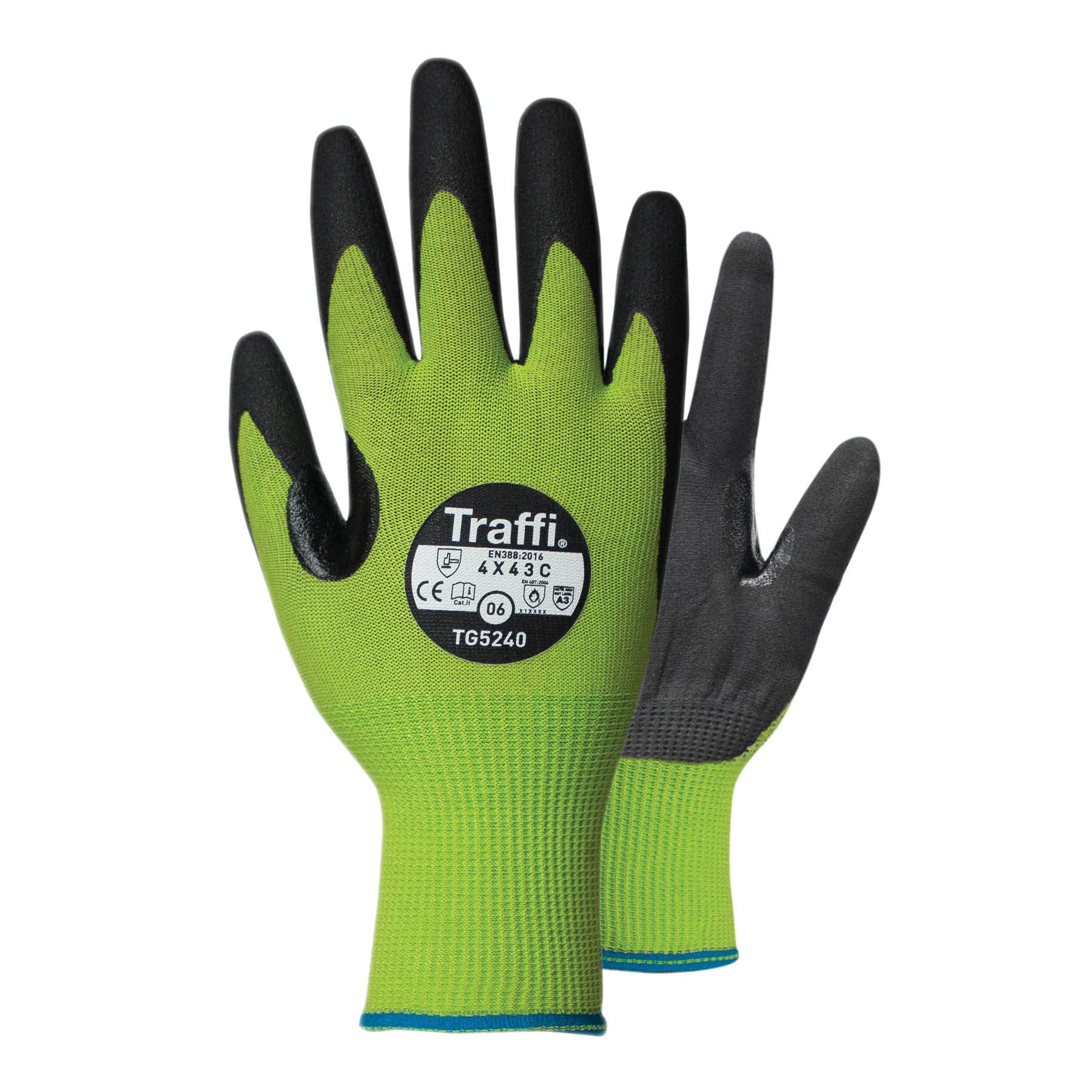 Traffi TG5240- Microdex Nitrile LXT Safety Glove - Cut Level C Work Glove - Carbon Neutral - 10 Pairs of Size 8