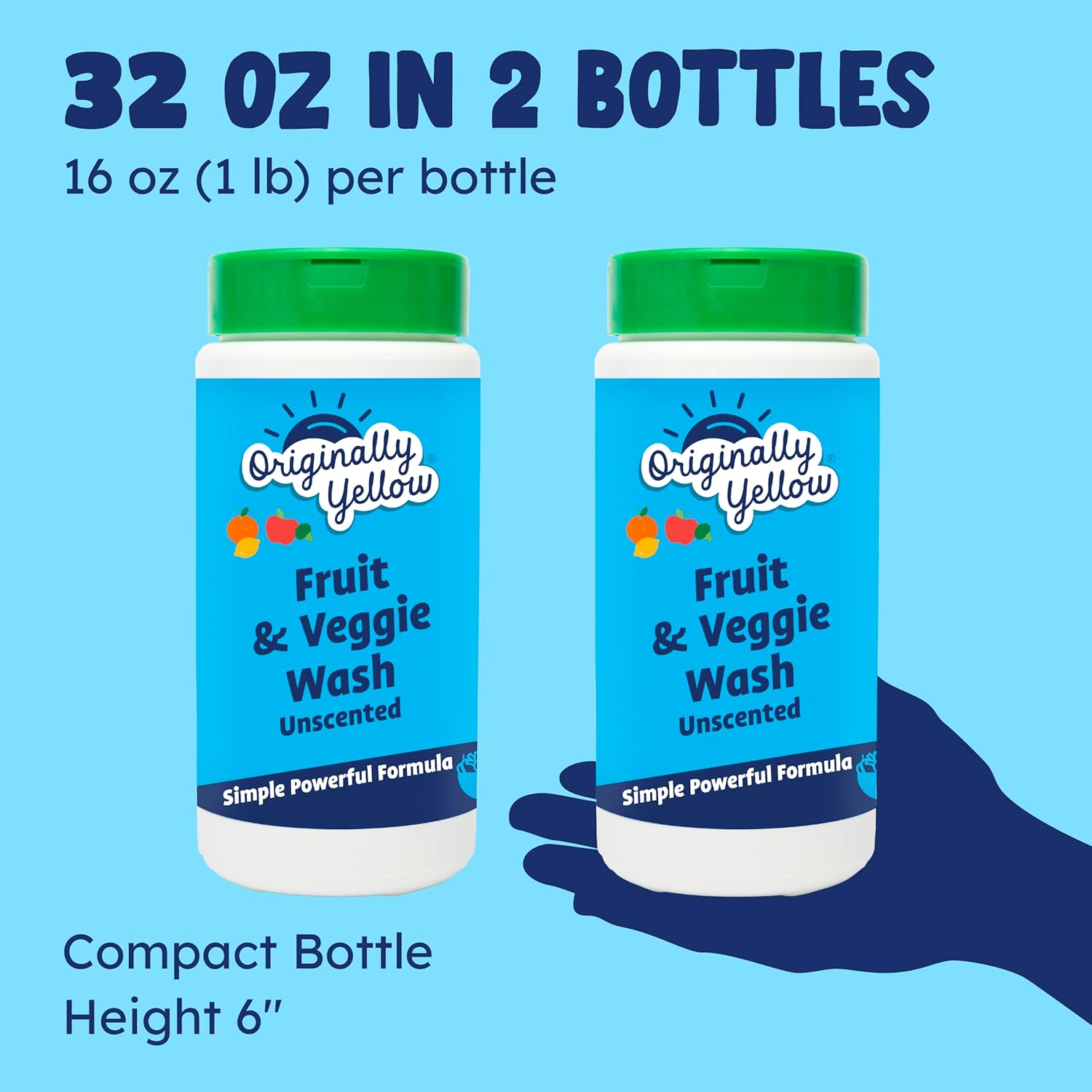 Originally Yellow USA Made Fruit And Vegetable Wash | Food-Grade Fruit and Veggie Wash With No Aftertaste | Powerful Cleaning & Safe Ingredients | Plant-Derived Produce Cleaner & fruit washer | 2 lb - Image 4