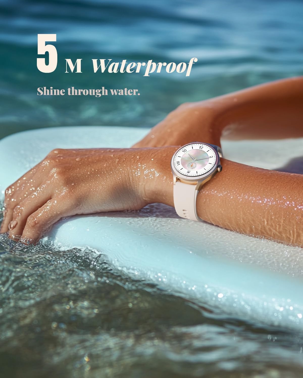 TOOBUR Smart Watch for Women, 40mm HD Smartwatch, Compatible with Android & iOS, Answer/Make Calls, Fitness Watch with Step/Calorie/HR Tracker, IP68, Gorgeous & Comfy, Gift for Women, Beige - Image 9