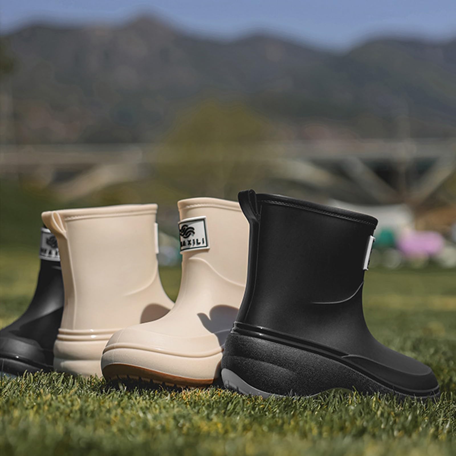 Botas de goma para mujer, botas de lluvia impermeables, botines de goma, botas de goma para exteriores, botas de goma para exteriores, botas de jardín, botas cortas de lluvia antideslizantes, botas de