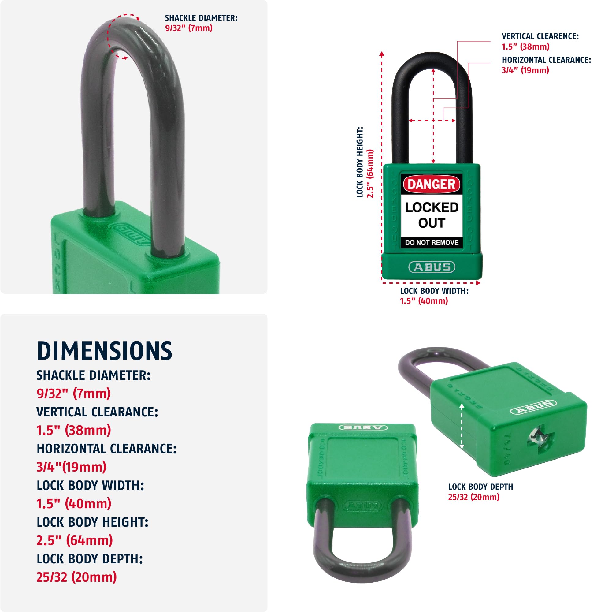 Osha Compliant Padlock ABUS Blue Safety Padlock - Non-Conductive ...