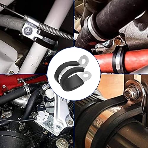 Miniatura 5 de Kit surtido de 106 abrazaderas de cable, (0.23 a 0.79 pulgadas) - Abrazadera de tubo aislada acolchada de acero inoxidable 304, abrazadera de bucle,