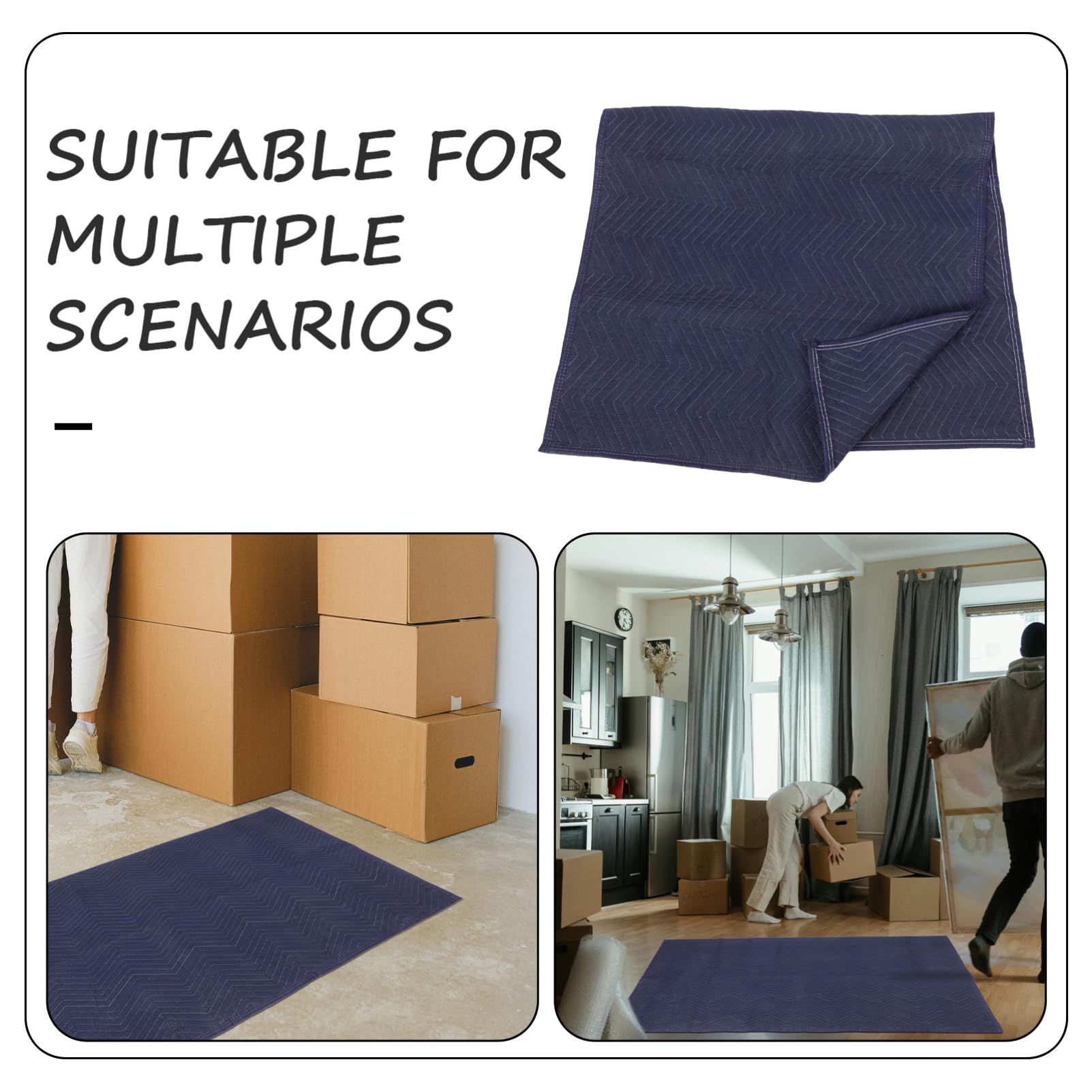 DOITOOL Coperta da Trasloco Imbottita Antiscivolo per Mobili Non Tessuto Blu, Protezione Durante Trasporto e Imballaggio Mobili