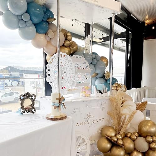 Miniatura 2 de Kit de arco de globos azul polvoriento el kit de guirnalda de arco de globos de 167 piezas incluye globo de color blanco, arena, pastel, azul