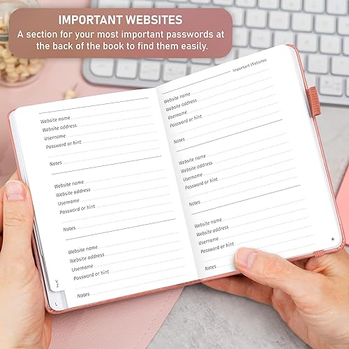 Miniatura 10 de GoGirl - Cuaderno para organizar contraseñas con pestañas alfabéticas, diario de registro de direcciones de Internet y contraseñas, tamaño de