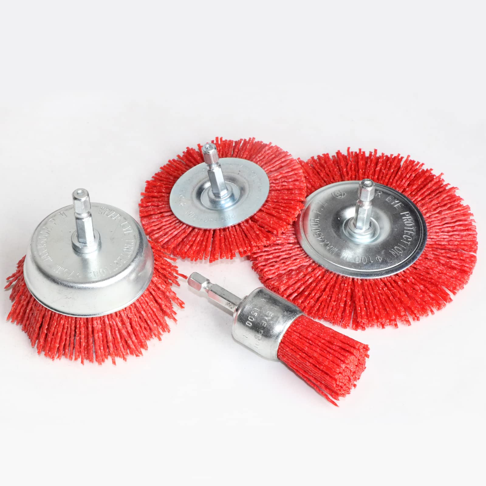 4pcs Spazzola A Tazza In Nylon 3 Pollici/4 "spazzola Abrasiva Per Filo Metallico Per Trapano Metallo Legno Lucidatura Sbavatura Pulizia 1/4" Codolo Esagonale