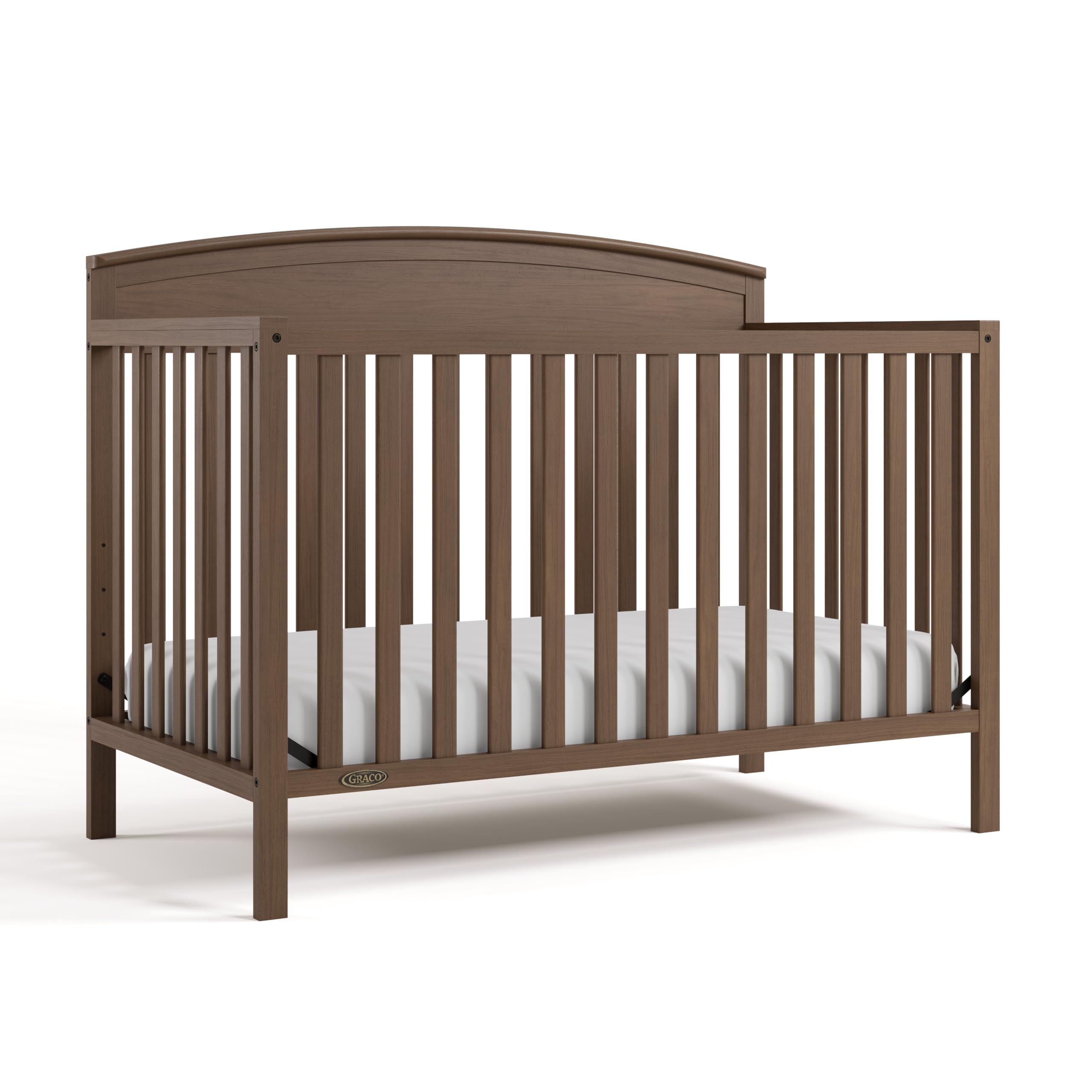 Photo 1 of Graco Benton 5-in-1 Convertible Crib – GREENGUARD Gold Certified, Converts from Baby Crib to Toddler Bed, Daybed and Full-Size Bed, Fits Standard Full-Size Crib Mattress (Hazelnut)