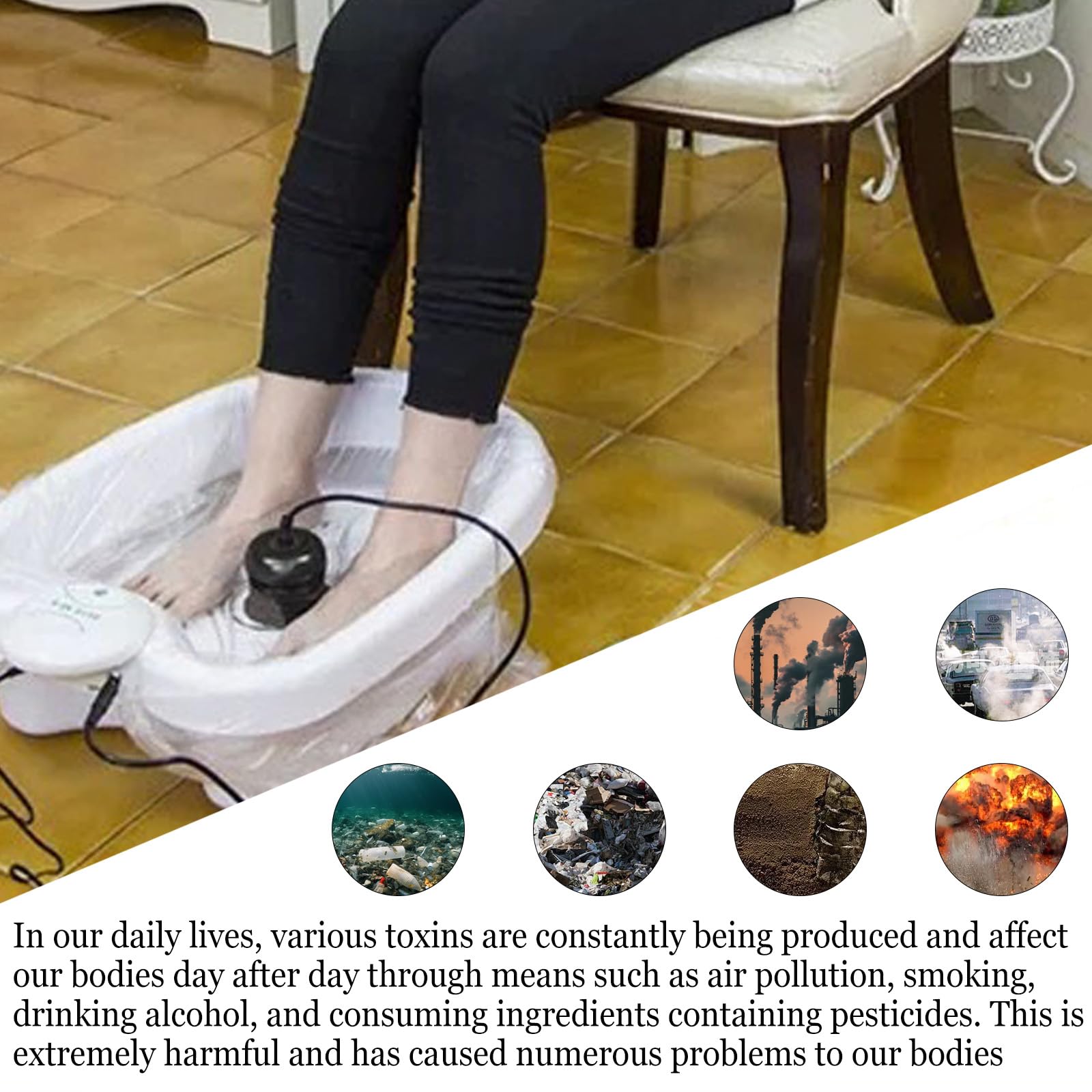 Bain de pieds ionique, détoxification par électrolyse, système de bain de pieds ionique portable, kit de bassin de soin des pieds