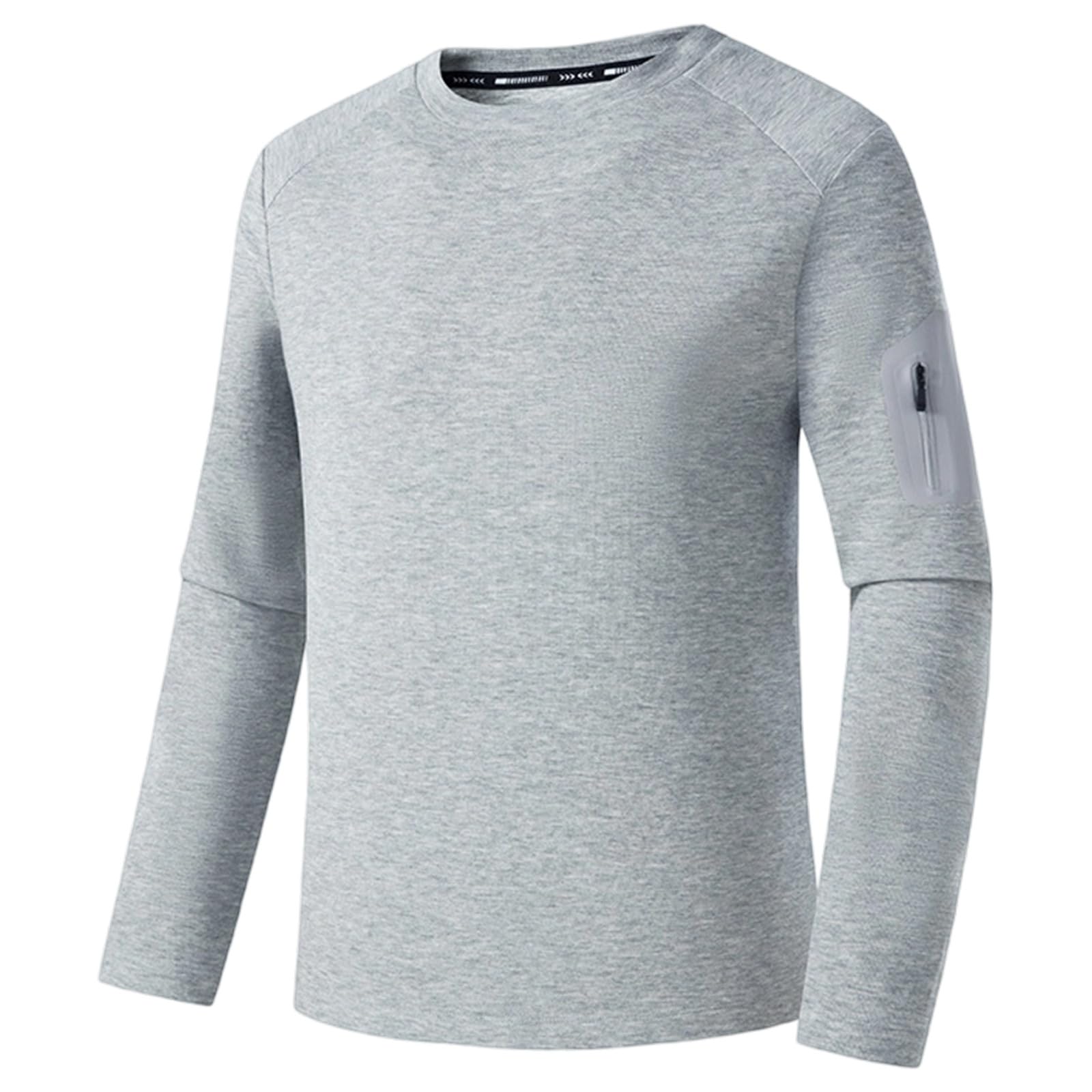 Generisch Sudadera para hombre con cuello redondo, cálido, para exterior, capa base térmica, camisa de manga larga, suave peinada, camiseta deportiva para otoño e invierno