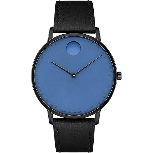 Movado Face Watch - Swiss Quartz, Leather Strap - Classic, Timeless Luxury Fashion Timepiece for Him or Her - 41mm