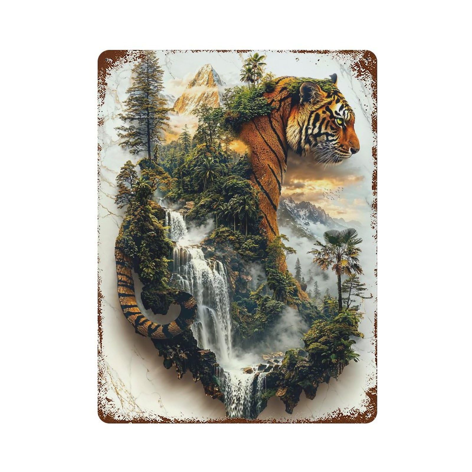 Guardian of Jungles Might Rusty Metal Tin Sign 15.7"x11.8", Industrial Home Decor for Garage, Pub Or Kitchen