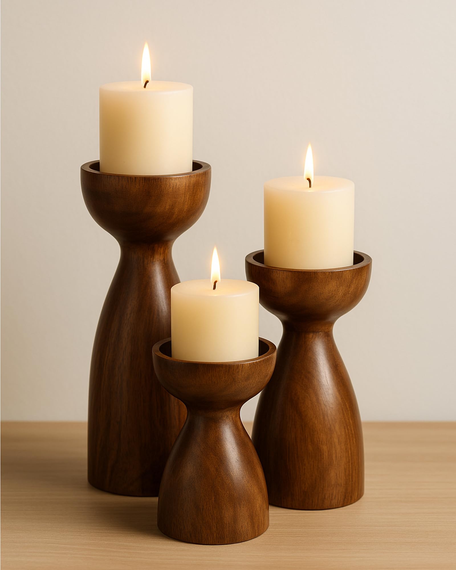 Homesake Wooden Candle Stand Set - Rustic Home Decor -5 Homesake Wooden Candle Stand Set - Rustic Home Decor -5