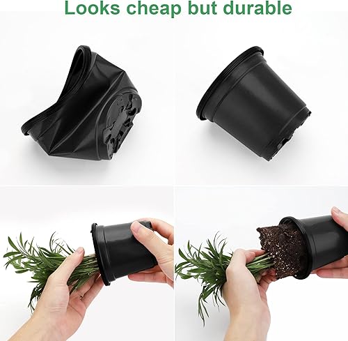 Miniatura 2 de MIXC Macetas para vivero con cúpula de humedad, maceta de plástico transparente suave de 4 pulgadas, macetas para plantar, macetas pequeñas bandejas