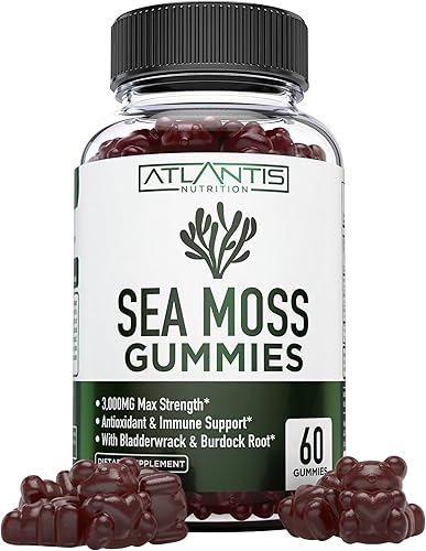 Miniatura 1 de Gomitas de musgo marino irlandés, 3000 mg, formuladas con musgo marino irlandés, vejiga y raíz de bardana. Ricas en vitaminas y minerales