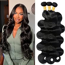 Human Hair Bundles 20 22 24 Inch Body Wave Bundles Human Hair 100% Unprocessed Brazilian Virgin Body Wave 3 Bundles Human Hair Extensions for Black Women Natural Black