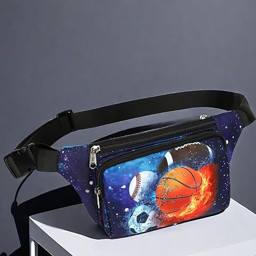 Miniatura 8 de LEDAOU Riñonera para niños, bolsa cruzada para niños, riñonera, ligera, para el pecho, Baloncesto Rugby Estrellas de fútbol, Talla única