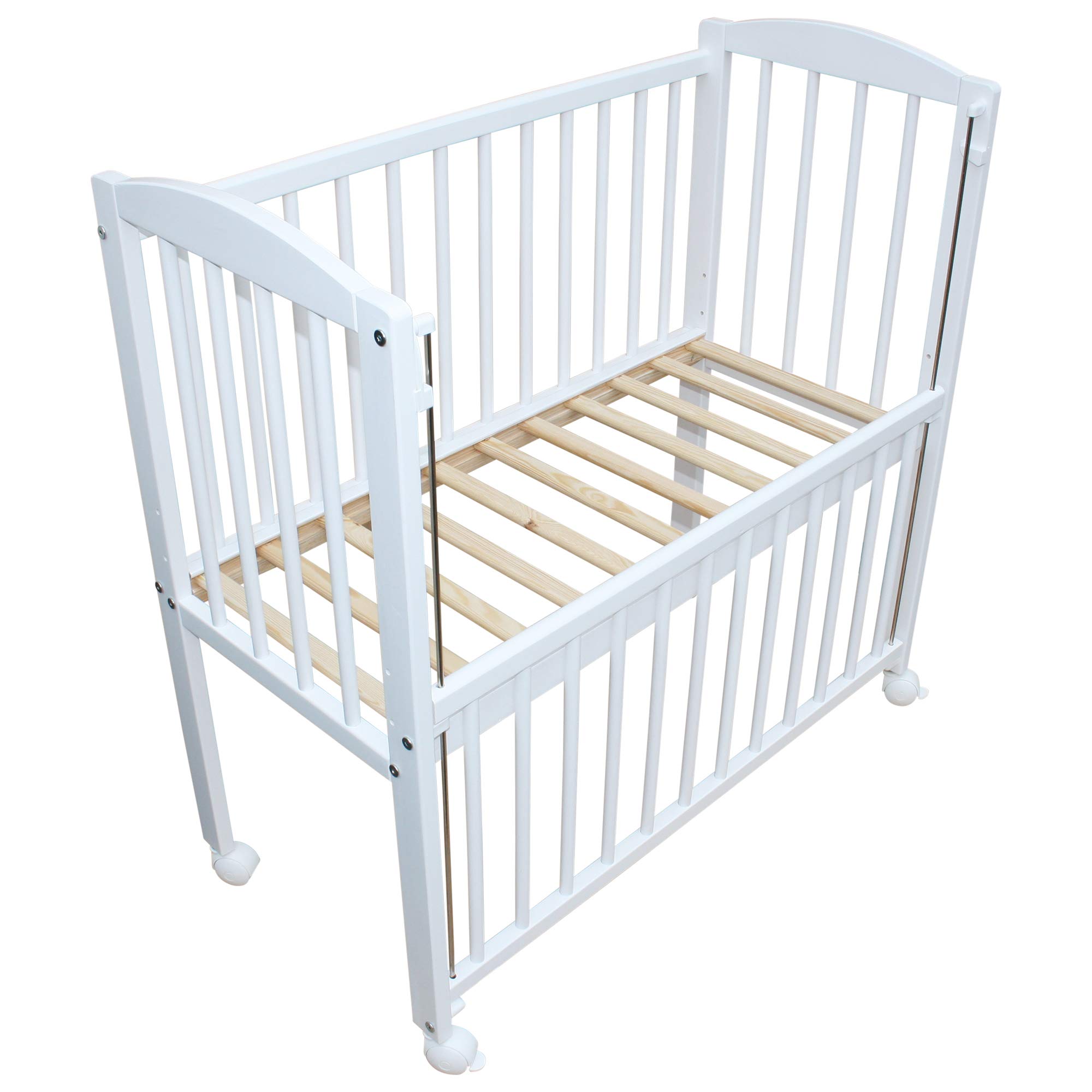 Micoland Mobiles Beistellbett Babybett 90x40 cm massiv mit Matratze und wasserdichtem Matratzenschutz