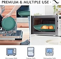 Vista 3 de PYRMONT Juego de 8 platos llanos de paja de trigo de 9 pulgadas, platos reutilizables alternativos para plástico, aptos para lavavajillas