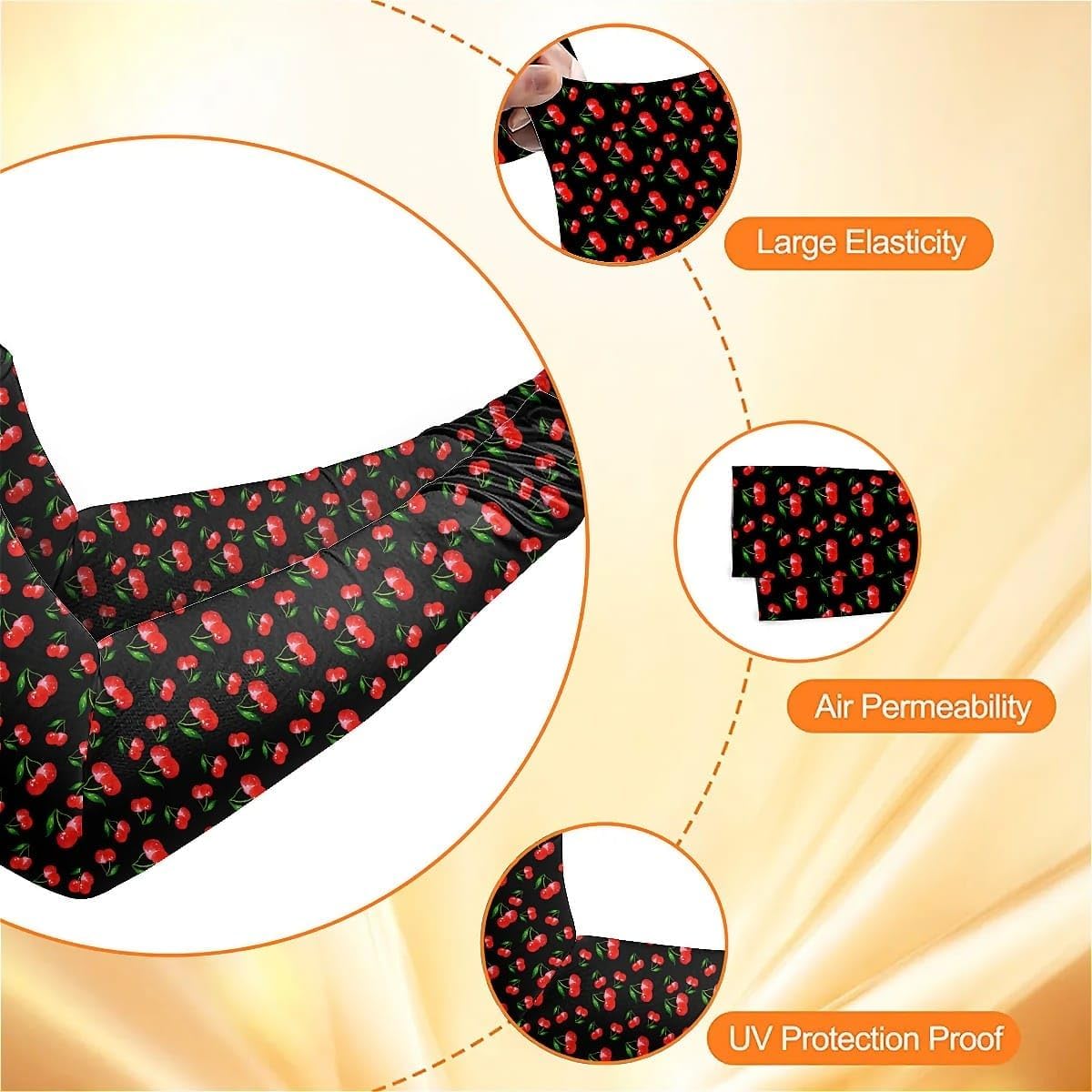 UV Sun Protection Arm Sleeves for Women Men, Black White Cow Cooling Arm Sleeve for Driving Sports Cycling - Image 4