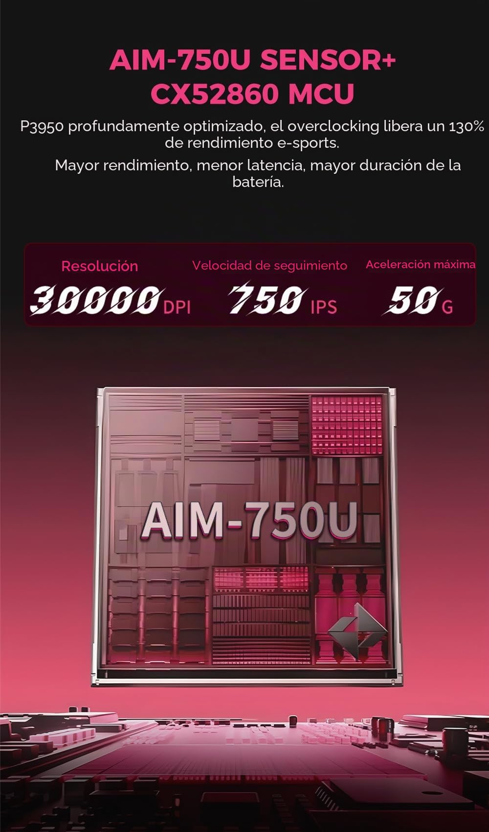 DAREU AE6 Pro - Ratón inalámbrico para juegos, sensor personalizado PAW3950 30K, sondeo dual 8K inalámbrico/con cable, peso ligero, base de carga de pantalla, revestimiento excímero, conexión de 3