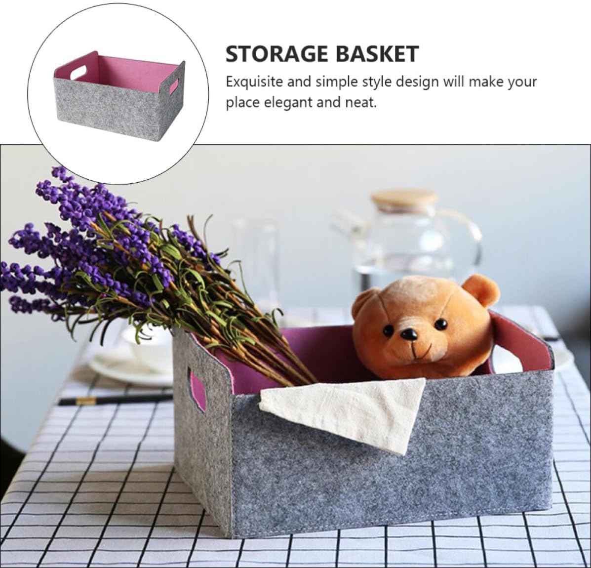 Foldable Felt Storage Basket for Newspapers and Magazines