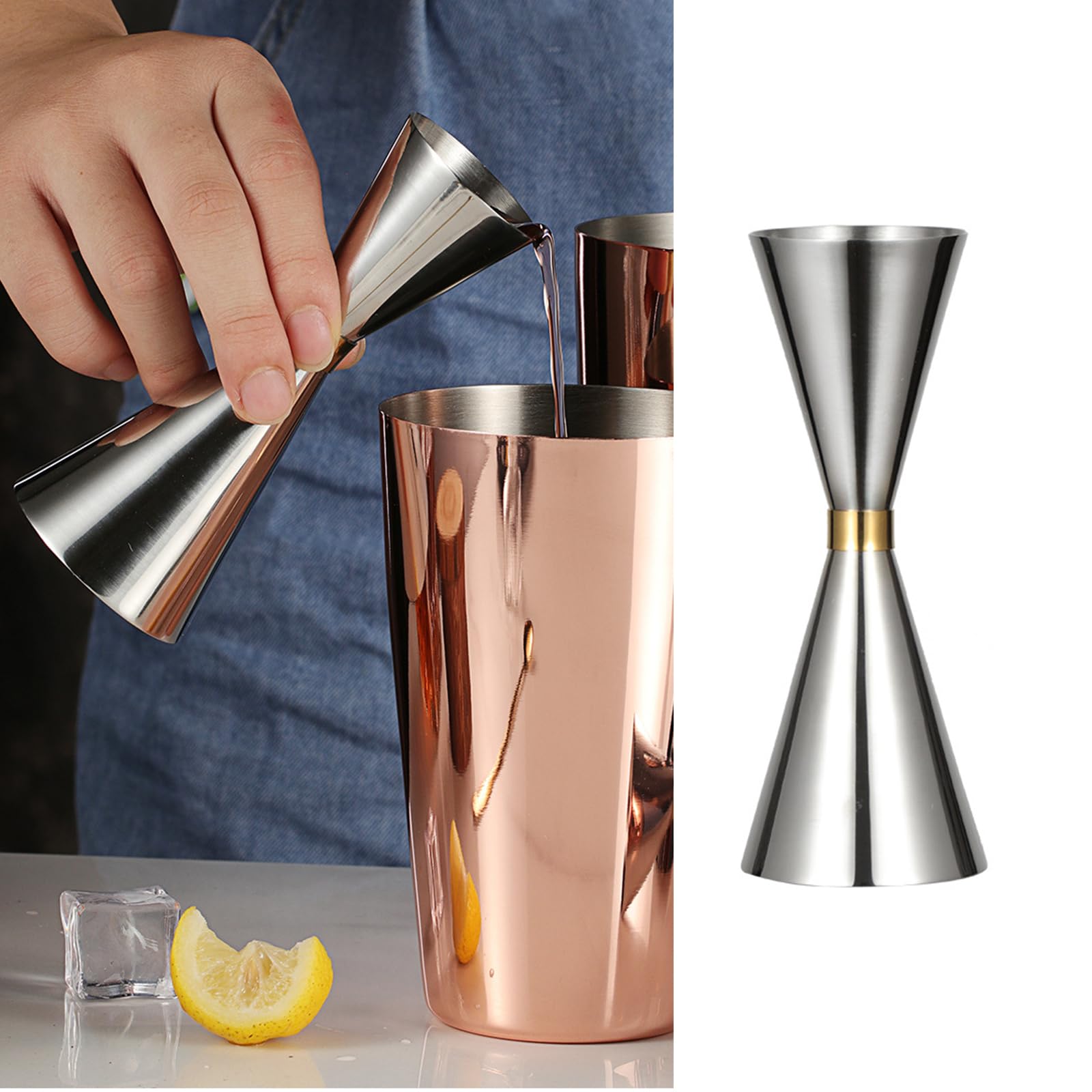 Jigger Per Cocktail In Acciaio Inox - Misurino Doppio 30ml/60ml Per Barman Professionisti