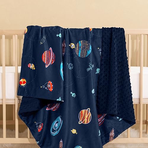Miniatura 4 de PHF Minky - Manta de bebé para niños con doble capa y respaldo de puntos elevados, suave y ligera manta de recepción reversible para recién nacidos,