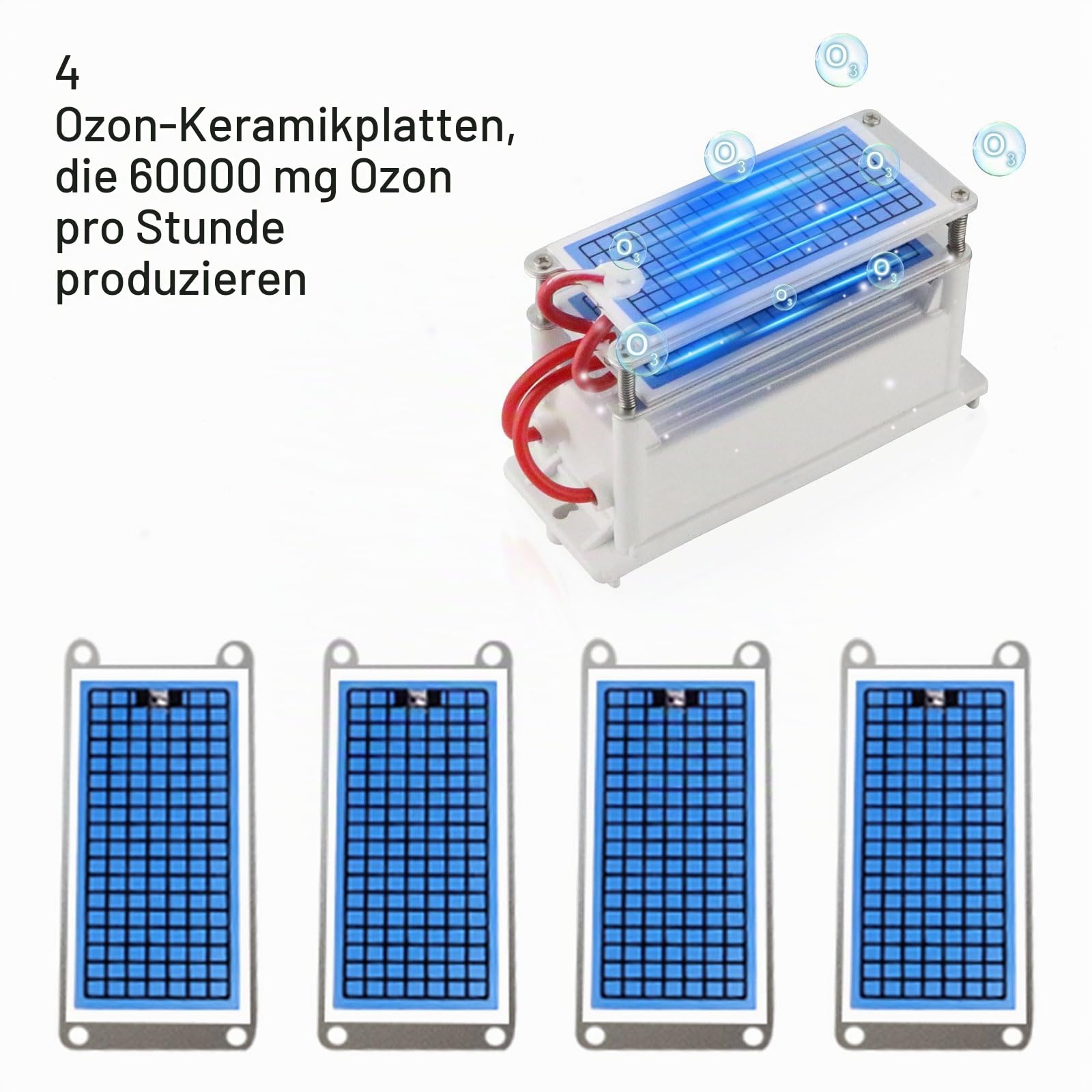 Anesty Ozongenerator 60000 mg/h Ozongerät mit Timer, 100W 60g/h Ozon Luftreiniger O3 Ozonisator zur Geruchsbeseitigung im Auto, Haushalt, Keller, Wohnung, Haustier- und Küchengerüche