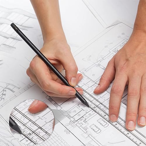 Miniatura 5 de Chinco Regla de aumento de 4 piezas, plástico transparente, para procesamiento de datos, herramientas de redacción, construcción para lectura y