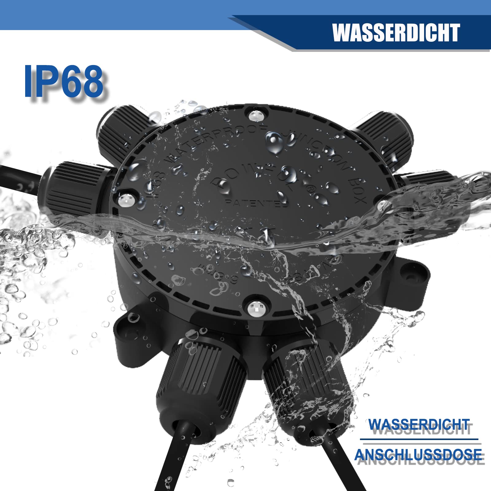 Abzweigdose Verteilerdose Außen Wasserdicht Erbindungsdose POWFUL Junction Box Drahtkern Ø0,6-2mm 32A Kabeldurchmesser Ø4mm-9mm 2-6Wege Großer Platz Schnelle Installation ohne Werkzeug (5 Pack)