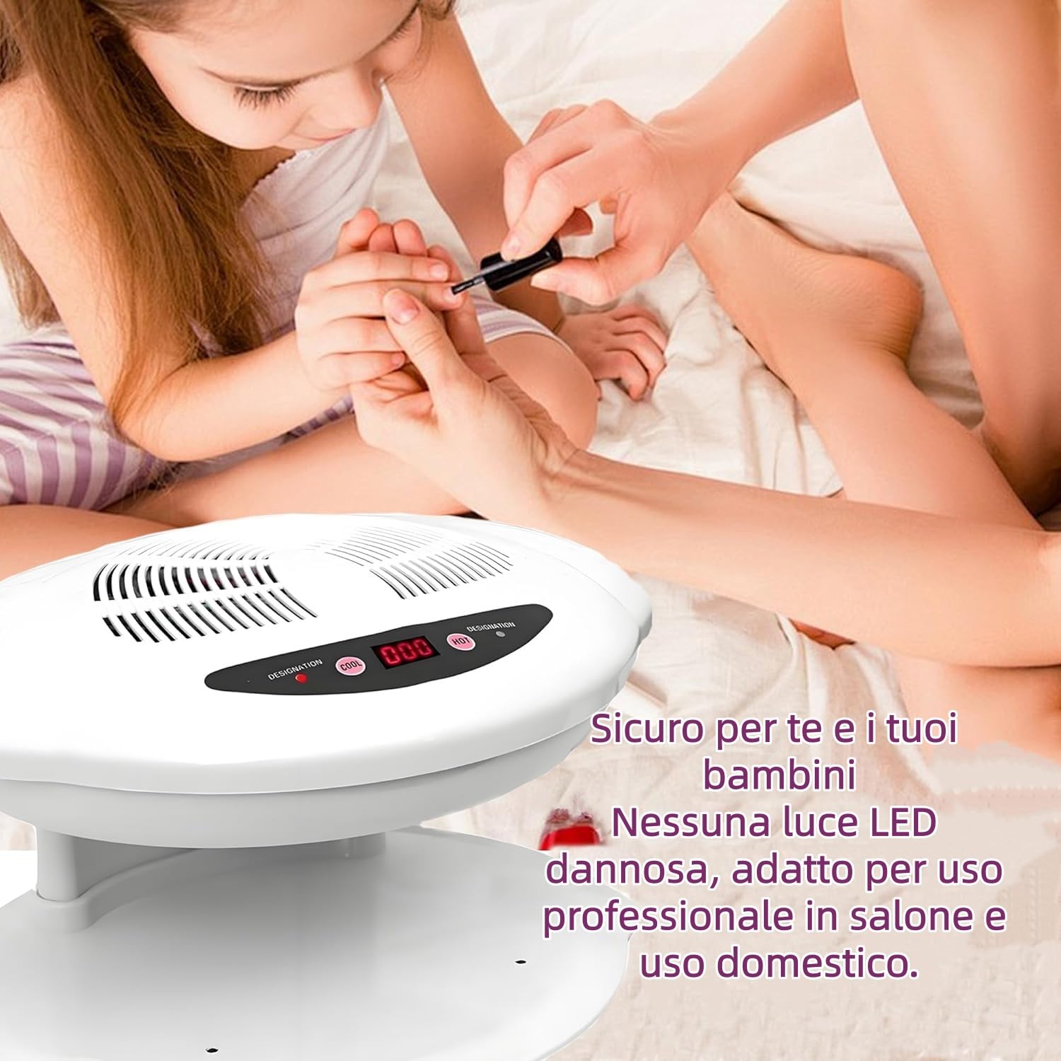 Asciugatore per unghie, bianco Asciugatrice di vernice per unghie a aria ventilatore per unghie Asciugatrice di vernice per unghie Sensore 400 W