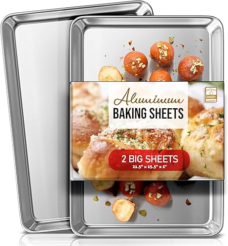 Miniatura 9 de Eatex Aluminum Baking Sheet Set, 2 Pack Cookie Sheet Set, 10" x 15" Jelly Roll Baking Pan Set, Cookie Sheets for Baking Nonstick, Quality Baking