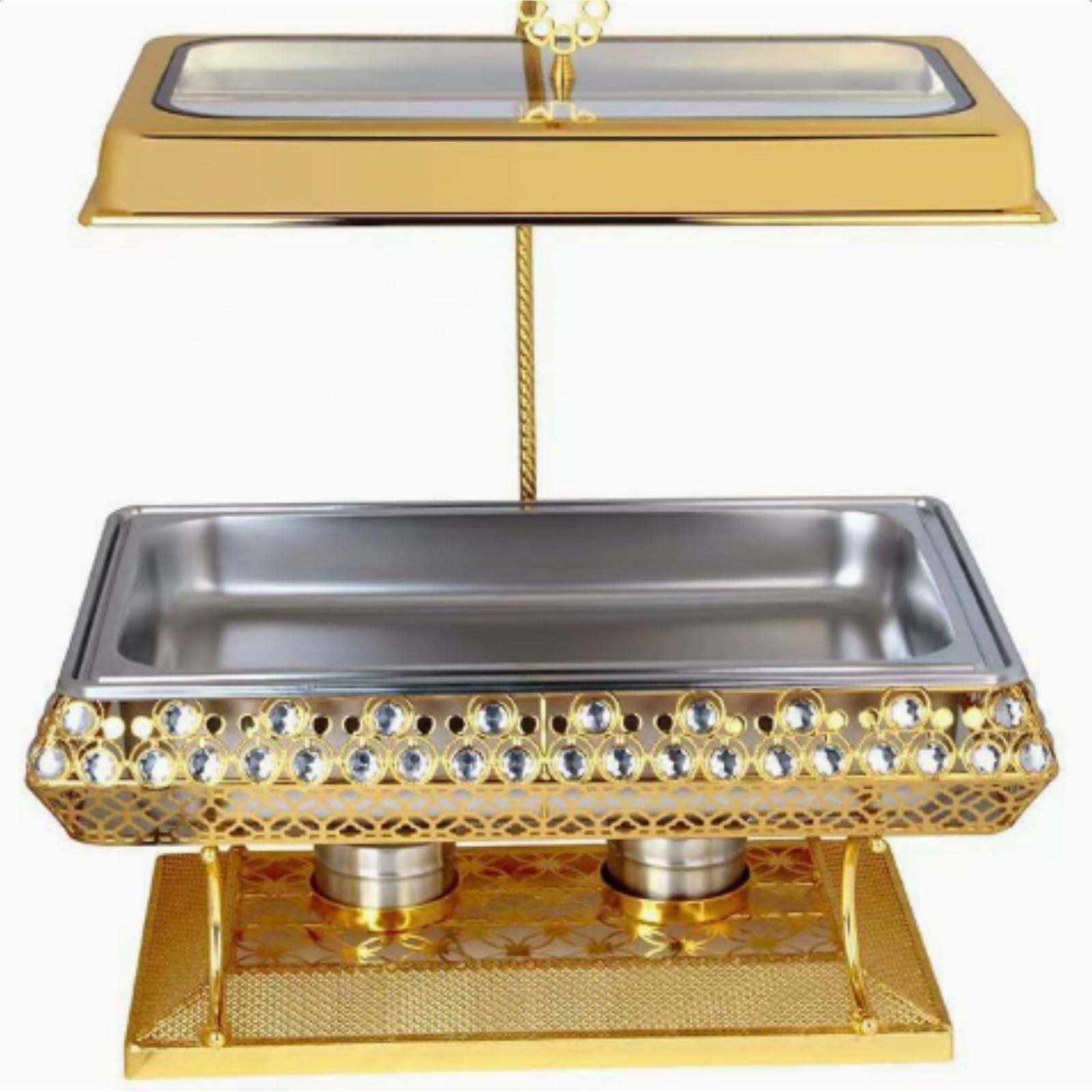 Platos de frotamiento comerciales de 8 litros for Buffet | Chafer de acero inoxidable con tapa colgante Calentadores de alimentos for buffet